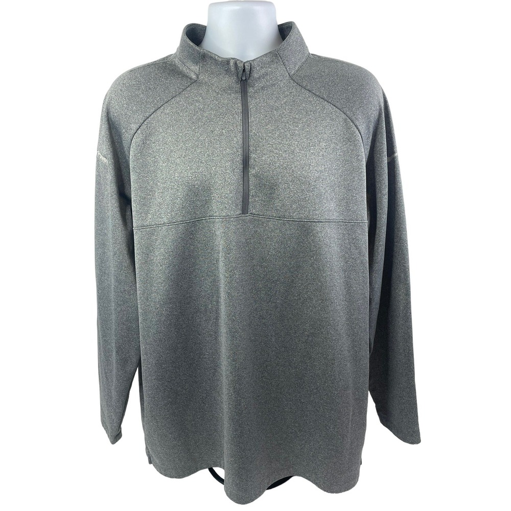 Nike Dri-Fit Sweater Mens 2XL Gray Quarter Zip Long Sleeve Athleticwear Logo